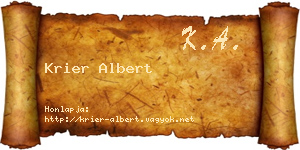Krier Albert névjegykártya